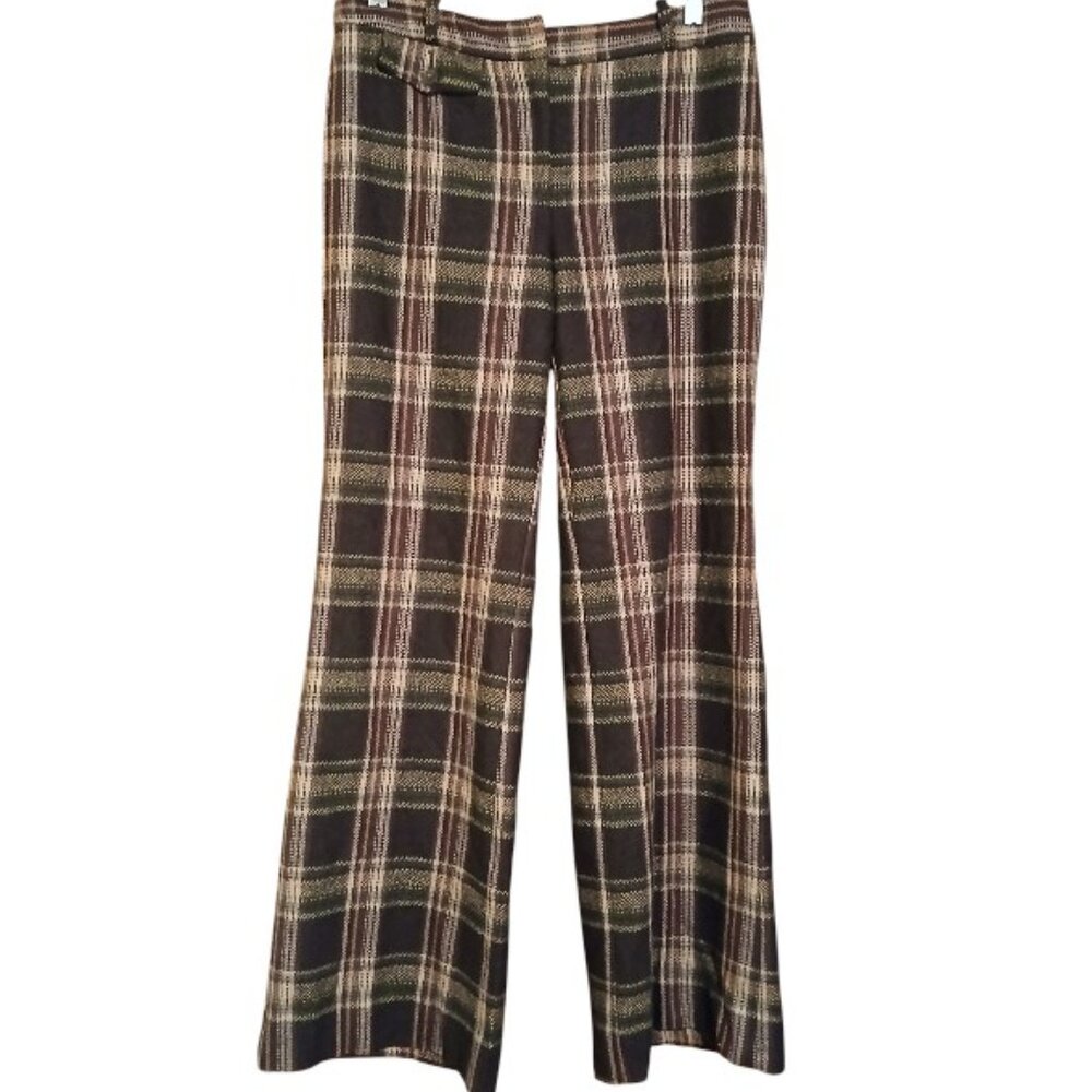 MICHAEL Michael Kors Wool Plaid Wide Leg Dress Trousers - Picture 10 of 11